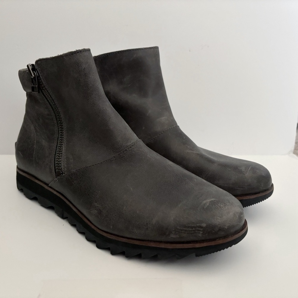 Sorel Quarry Gray Harlow Waterproof Chelsea Zip Up Ankle Boots Size 9.5